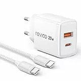 RAVIAD 20W USB C Ladegerät mit USB C Kabel 2M, [USBC + USBA] Schnellladegerät, Handy Netzteil Typ C mit 2-Port, Kompatibel mit iPhone 16 15 Pro Max, Samsung Galaxy S25 S24 S23 Ultra