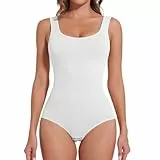 Joyshaper Shapewear Damen Body Shaper Bauchweg Shape Bodysuit Miederbody Formende Bodys Figurformende Tops Tank Weiß,M