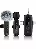 aceyoon Lavalier Mikrofon Wireless für iPhone/Android/Kamera/Laptop, Ansteckmikrofon Kabellose Rauschunterdrückung mit Typ C/3,5 mm/USB Stecker für Videoaufzeichnung, Vlog, YouTube, Live-Streaming