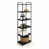 ABBAware Standregal mit 6 Ebenen - 40 x 30 x 135 cm Kunststoff schwarz - schmales Regal für Küche, Bad, Keller & Abstellraum - Badezimmerregal & Kellerregal ohne Bohren - schmales Regal