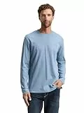TOM TAILOR Herren 1048584 Langarmshirt mit Print, 28800-Faded Denim Blue, XXL