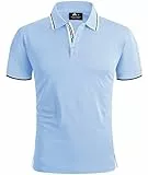 geeksport Poloshirts Herren Kurzarm Tennis Slim Fit Golf Polo Shirt Männer Sport Schnelltrocknend Atmungsaktiv Polohemd Sommer Outdoor Golf T-Shirt(Himmelblau-L)