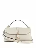 GUESS Damen Queensland Griffklappe Oben, Umhängetasche, Off White/Taupe