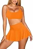 Viottiset Damen Hohe Taille Bikini Set Zwei Stück Badeanzug U-Ausschnitt Spaghetti Straps Swim Rock Strand Vitalität Orange L