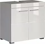 trendteam smart living - Amanda - Waschbeckenunterschrank - Weiß/Weiß Hochglanz - 1 Einlegeboden - (BxHxT) 60 x 56 x 34 cm - Kratzfest