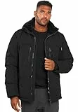 ALESSANDRO SALVARINI Herren Winter Jacke warm Winterjacke Teddyfell Kapuze AS-332 [AS-332-Schwarz-Gr.L]