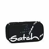 Satch Schlamperbox extra groß inkl. Trennfach Reißverschlussfach Stiftehalter Geodreieck Sichtfenster für Stundenplan Ninja Matrix - Schwarz
