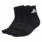 adidas Unisex Cushioned Sportswear Ankle Socks 3 Pair Pack, black/black/white, 42-45