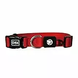 DDOXX Nylon Hundehalsband - Stabiles und Verstellbares Welpenhalsband für alle Größen - M (Rot)