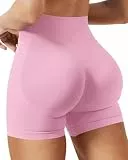 HLTPRO Sport Shorts Damen Scrunch Kurze Sporthose Butt Lifting Gym Shorts Seamless Workout Kurz Leggings Nahtlose Push Up Booty Radlerhose im Sommer für Fitness Yoga Gym,Rosa,M