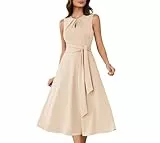 GRACE KARIN Fließendes A-Linien-Midikleid für Damen – perfekt für Büro Freizeit Khaki M