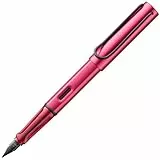 LAMY AL-star leichter Füllhalter D09 aus Aluminium in fiery mit ergonomischem Griff und polierter Stahlfeder Strichbreite Feinein, inkl. Tintenpatrone T 10 blau