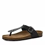 MARCO TOZZI Damen Zehentrenner aus Leder mit Schließe, Schwarz (Black), 41 EU