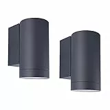 Klighten 2 Stück Aussen Wandleuchte, GU10 Downlight Wasserdichte IP65 Außenlampe Aussenleuchte Wand Aluminium Außenwandleuchten, Wandlampe für Garten Terrasse Eingang, Anthrazit, ohne Leuchtmittel