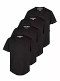 DENIMFY Tshirt Herren lang geschnitten Set 100% Baumwolle Regular Fit DFPaco 4er Pack Basic Rundhals Kurzarm Sommer Tee Shirt, Größe:XXL, Farbe:Pack 1