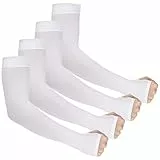 Ouligay 4 Paar UV Sonnenschutz Ärmel Ärmlinge Armschutz UPF 50+, Arm Sleeve Gaming, Armsleeve Armstulpen Sommer, Kühlung Armlinge für Damen Herren Volleyball Basketball Fußball Gaming Weiß
