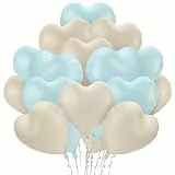 24 Stück Herz Folienballon, 18 Zoll Cremeweiß Hellblau Herzförmige Luftballons, Beige Helium Herzballons Dekorationsset für Valentinstag Hochzeit Verlobung Jahrestag Party Babygeburtstag Brautparty