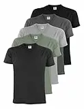 ALPIDEX Herren T-Shirts 5er Set mit V-Ausschnitt Shirts Basic Shirt Baumwolle Kurzarm Einfarbig S M L XL XXL 3XL 4XL 5XL, Größe:XL, Farbe:Storm