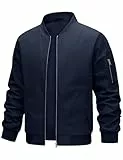 heekpek Jacke Herren Bomberjacke Herrenjacken Übergangsjacke Leichte Freizeitjacke Leichte Windjacke Jacke mit Reißverschlusstaschen,Marineblau,XXL