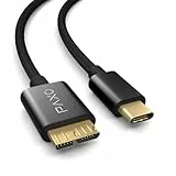 PAXO 0,3m Festplattenkabel 10Gbit/s USB C-MICRO USB3.2 Gen2, USB HDD Kabel, Datenkabel, Ladekabel schwarz, USB C Stecker auf Micro B Stecker