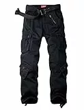 Ycfish Damen Hosen Cargo Hose Multi Taschen Wanderhose Workwear Reißverschluss Armee Militär Outdoorhose Relaxed-Fit Trekkinghose Cargohose Black 8-Tag 38