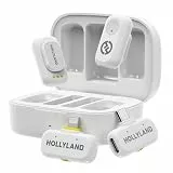 Hollyland Lark A1 Kabelloses Lavalier Mikrofon für iPhone und Android, 48 kHz/24 Bit, 3-stufige intelligente Geräuschunterdrückung, Microphone für YouTube,Podcast,Vlogging (Weiß, 2TX+2RX+Ladehülle)