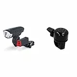 DANSI Fahrradleuchten-Set StVZO & Fischer Mini Fahrradglocke, schwarz, One Size