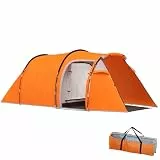 Outsunny Tunnelzelt für 2-3 Personen, Campingzelt mit Vorraum Lampenhaken 2000mm Wassersäule, wasserdicht Familienzelt, Gruppenzelt für Camping Reise Trekking Garten, Orange