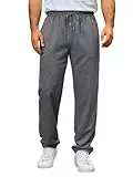 Runcati Jogginghose Herren Regular Fit Sporthose Lang Casual Freizeithose Fitness Sweathose Elastische Taille Trainingshose Mit Kordelzug Dunkelgrau XL
