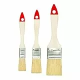 M7 3 STK. Flachpinsel-Set: 1x 3/4' (ca. 20 mm), 1x 1“ (ca. 25 mm), 1x 1,5“ (ca. 38 mm), Serie 30/Serie 01, Lackierpinsel mit Synthetischen Hellen Borsten, Malerpinsel mit Naturholz und Stahlzwinge