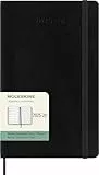 Moleskine Wochen-Notizkalender 2025-2026, 18-Monats-Wochenplaner mit Notizplatz, Weiche Einband und Gummiband, Großformat 13 x 21 cm, Schwarz