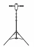 DigiPower Live Broadcast höhenverstellbares Stativ mit 2 Smartphone-Halterungen und 1x Blitzschuh-Adpater für Licht oder Mikrofon, schwarz