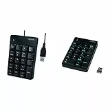 Logilink ID0120 - Kabelloses Keypad Ziffernblock mit 18 Tasten für Windows 2000/XP/ME/VISTA/7/8/10, Schwarz & ID0184 Numerische Zusatztastatur mit USB-Anschluss mit LED-Aktivitätsanzeige Schwarz