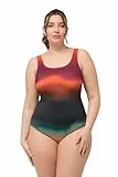 Ulla Popken Damen Alice, Softline, Fire Batik Badeanzug, Schwarz, 54-56
