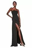 TRENDYOL Damen Slit Dekollete Abendkleid Und Staffelungskleid Formal Night Out Dress, Schwarz, 36 EU