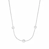JOOP! Kette mit Anhänger 925 Sterling Silber Damen Halsschmuck, mit Zirkonia synth., 42+3 cm, Weiß, Kornblume, Kommt in Schmuck Geschenk Box, 2038047