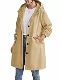 Vancavoo Trenchcoat Damen Lang Übergangsmantel Elegant Mantel Herbst Frühling Winddicht Sommermantel Jacke Leichte Damenmantel mit Kapuze,Khaki,M