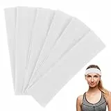6 Stück Sport Stirnband für Damen Herren Weiß Baumwolle Haarband Antirutsch Elastisches Headband Weiche Breite Stirnbänder für Yoga Fitness Laufen Exercise Gym
