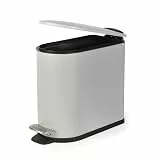 Beldray Badezimmer-Pedalabfalleimer – 5-Liter-Toilettenabfalleimer, Sanft schließender Deckel, D-förmiger Abfalleimer für Schlafzimmer, Büro, Küche, Pulverbeschichtete Oberfläche, Grau