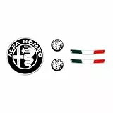 4R Quattroerre.it, Set mit 3D-Aufklebern, ideal für Alfa Romeo Stelvio und Giulia, OEM-zertifiziert, 2 dreifarbige und 3 Logo-Aufkleber, offizielles Produkt