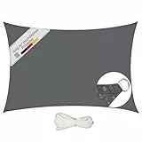 Sunula Sonnensegel Wasserdicht 2x3m Rechteckig – Keine Mittelnaht, hochdichtes PES 160g/m², reißfest & wetterfest, mit Lotus-Effekt & bis zu 95% UV-Schutz, für Balkon Terrasse Garten, Anthrazit