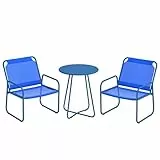 Outsunny 3-teiliges Gartenset, Gartenmöbel, 2 Sessel 1 runder Tisch, Stahl und atmungsaktiver Stoff, marineblau