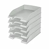 Leitz Briefkorb Standard A4, 5er Pack, Briefablage in Premium-Qualität, Stapelbare Ablagefächer als Schreibtisch-Organizer, Kombinierbar mit Plus-Serie, Grau, 52270085