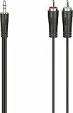 Hama Klinkenkabel 3,5mm - 2x CINCH (RCA, Mini Jack 3,5mm, aus flexiblen Materialien, 1,5m) schwarz
