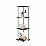 Furinno 4-stufiges-Eckregal, Espresso/Schwarz, 29.46 x 29.46 x 110.49 cm