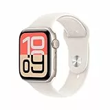 Apple Watch SE 3 GPS 44 mm Smartwatch mit Aluminiumgehäuse in Polarstern und Sportarmband in Polarstern (S/M). Fitness‑ und Schlaftracker, Herzfrequenzmesser, Always-On Display, Wasserschutz