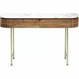Kare Design Konsole Grace, Braun, Konsolentisch, Mangoholz, Marmor Deckplatte, Stahl, Wohnzimmer, Schlafzimmer, Flur, 77x101x31 cm