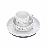 LÄSSIG Geschirrset Porzellan Kindergeschirrset Teller Schüssel Tasse mit Silikonring rutschfest Kindergeschirr/ Garden Explorer boys
