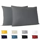 Dreamzie Kissenbezug 30x50 (Set mit 2) - 100% Jersey Baumwolle 150 g/qm Kissenbezüge -Anthrazit - Für Kissenbezug 50x30 cm - Kissenhülle - Resistent und Hypoallergen