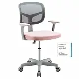 COSTWAY 360° Drehbarer Kinderschreibtischstuhl, 80-91,5 cm Höhenverstellbarer Jungendstuhl mit Rückenlehne & Armlehnen, Computerstuhl mit 5 Rollen für Kinder von 3-10 Jahre alt (Rosa)